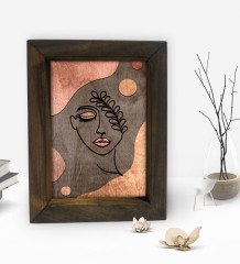 BK Gift Minimalist Woman Tasarımlı Dekoratif Doğal Masif Ahşap Çerçeve 15x20cm-1