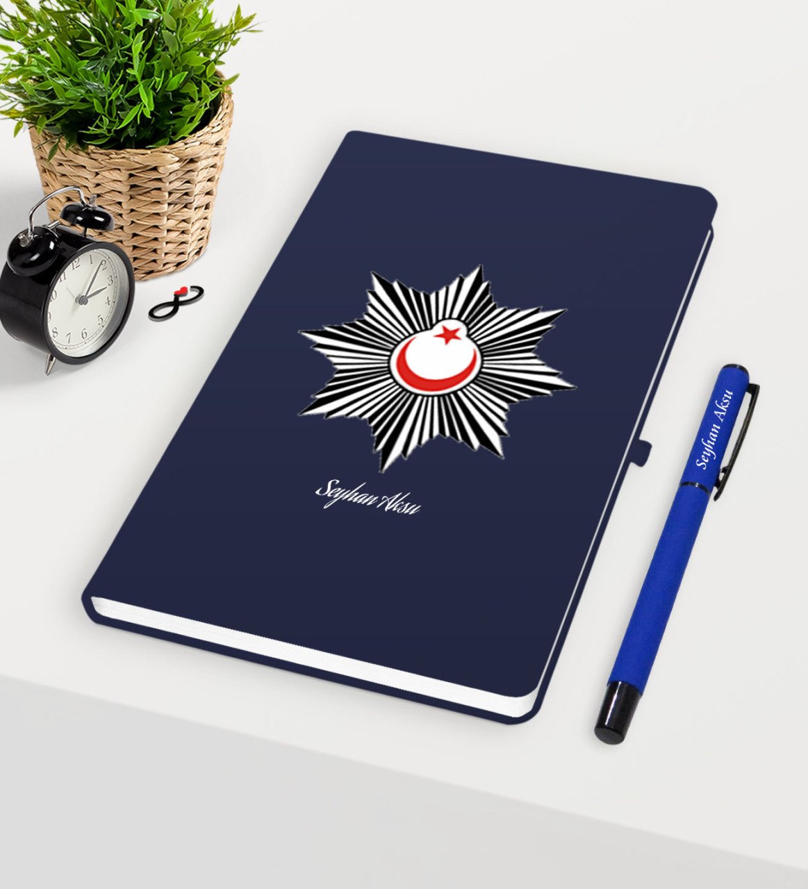 Kişiye Özel Polis Temalı Lacivert Defter Kalem Seti - 1
