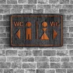 Bay & Bayan WC Ahşap Yönlendirme Levhası - B3