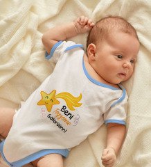 BK Kids Beni Teyzeme Götürün Tasarımlı Mavi Bebek Body Zıbın-1
