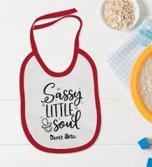 BK Kids Kişiye Özel Sassy Little Soul Tasarımlı Kırmızı Bebek Mama Önlüğü-1