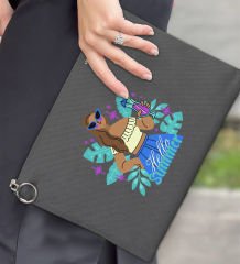 BK Gİft Yaz Temalı-3 Astarlı Antrasit Portföy Çanta 30x21cm, Baskılı El Çantası, Organizer Çanta