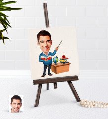 Kişiye Özel Erkek Öğretmen Karikatürlü Şovaleli Doğal Taş-5