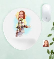 Kişiye Özel Bayan Karikatürlü Bilek Destekli Mouse Pad-17