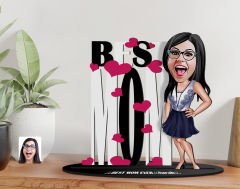 BK Gift Kişiye Özel Anneler Günü Karikatürlü 3D Ahşap Biblo, Anneler Günü Biblo, Ahşap Biblo, Anneye Hediye, Ev Dekoru-5