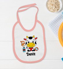 BK Kids Kişiye Özel İsimli Pembe Bebek Body Zıbın ve Mama Önlüğü Hediye Seti-31