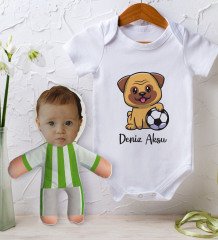 BK Kids Kişiye Özel Fotoğraflı Bebek Yastık ve Bebek Body Zıbın Hediye Seti - Model 1.2