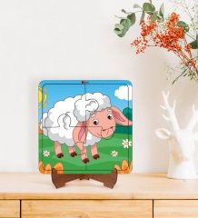 BK Toys Çocuklar İçin 2 si 1 arada Eğitici-Öğretici Ahşap 4 Parça Yapboz Puzzle Çerçeve Model 54