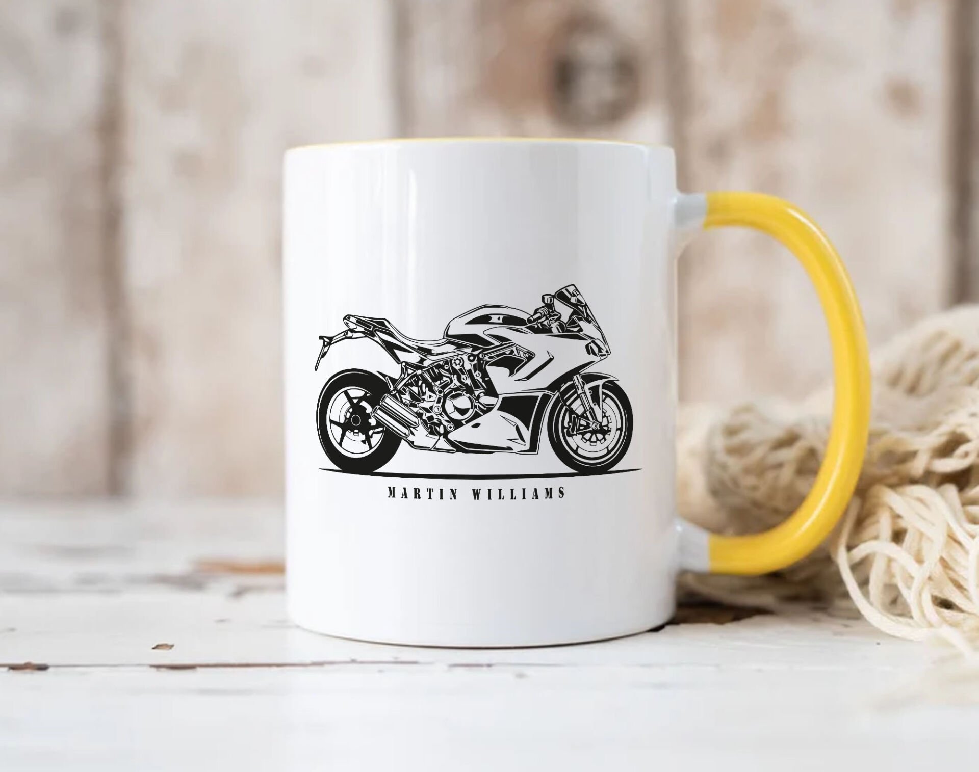 BK Gift Kişiye Özel Motorcu Temalı Sarı Kupa Bardak-12, Arkadaşa Hediye, Sevgiliye Hediye