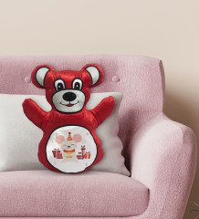 BK Gift Sevimli Fare Tasarımlı Kırmızı Ayıcık Yastık-1