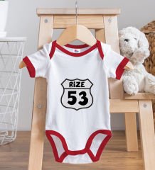 BK Kids Rize Tasarımlı Kırmızı Bebek Body Zıbın ve Mama Önlüğü Hediye Seti-1
