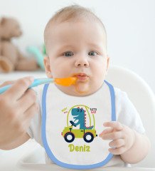 BK Kids Kişiye Özel Mavi Bebek Mama Önlüğü - Model 170