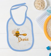 BK Kids Kişiye Özel Mavi Bebek Mama Önlüğü - Model 171