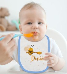 BK Kids Kişiye Özel Mavi Bebek Mama Önlüğü - Model 171