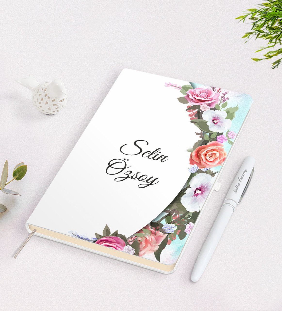 Kişiye Özel İsimli Çerçeveli Defter Kalem Seti-7