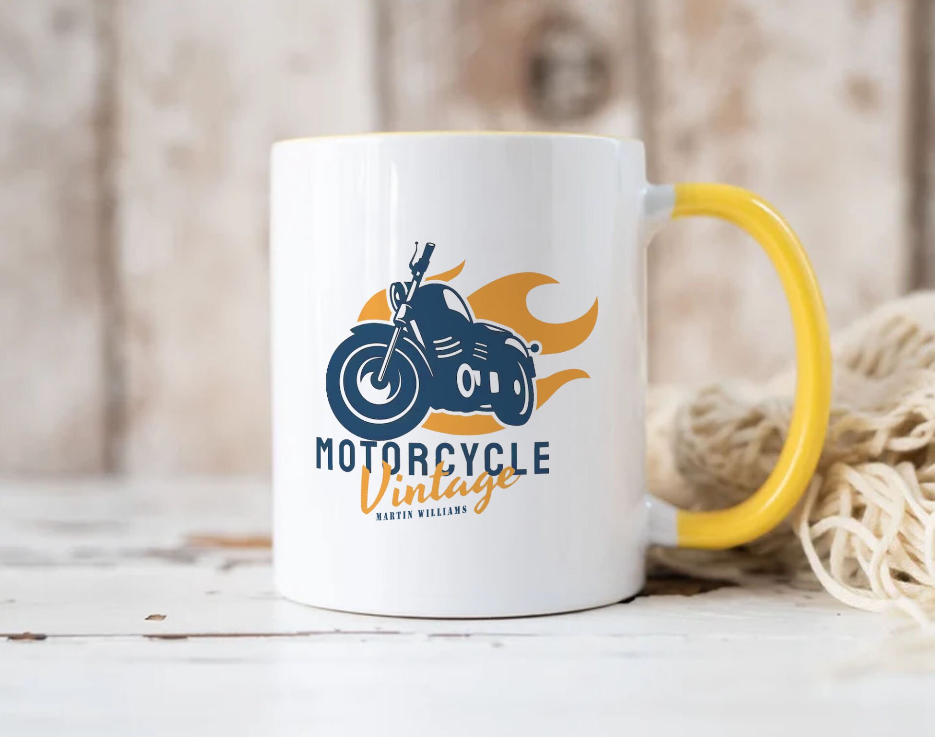 BK Gift Kişiye Özel Motorcu Temalı Sarı Kupa Bardak-14, Arkadaşa Hediye, Sevgiliye Hediye