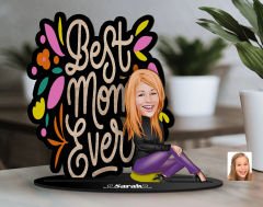 BK Gift Kişiye Özel Anneler Günü Karikatürlü 3D Ahşap Biblo, Anneler Günü Biblo, Ahşap Biblo, Anneye Hediye, Ev Dekoru-8