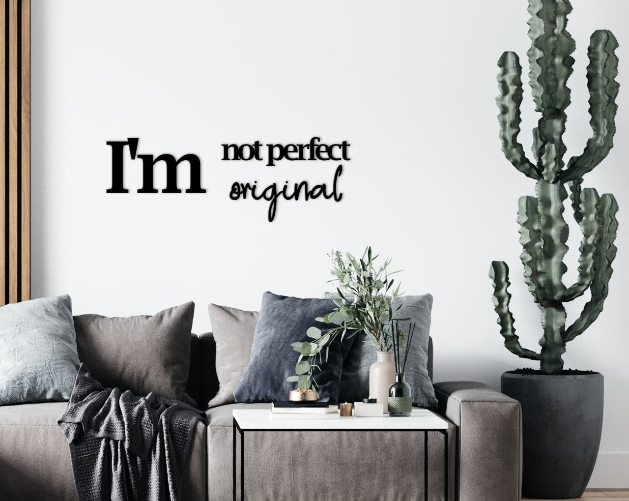 BK Home I'm Not Perfect I'm Original Ahşap Duvar Yazısı-1