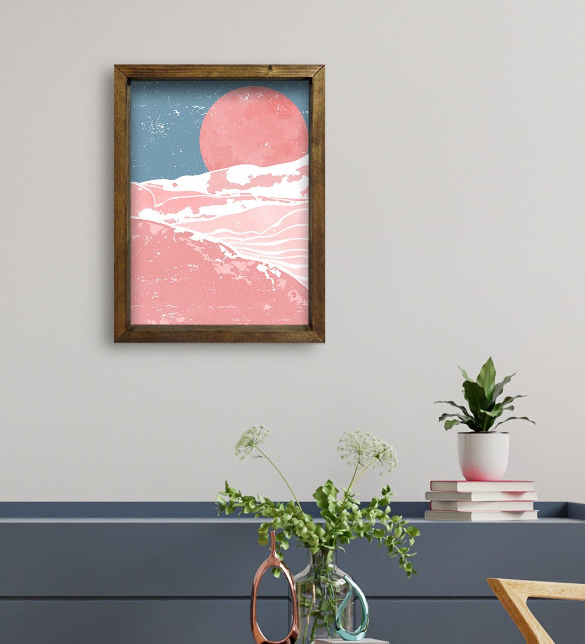 BK Gift Otel Odası Konseptli Doğal Masif Ahşap Çerçeveli Tablo 45x65cm-106