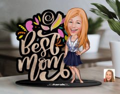 BK Gift Kişiye Özel Anneler Günü Karikatürlü 3D Ahşap Biblo, Anneler Günü Biblo, Ahşap Biblo, Anneye Hediye, Ev Dekoru-9