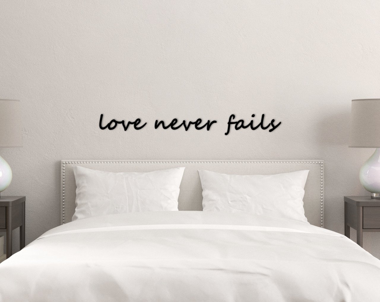 BK Home Love Never Fails Ahşap Duvar Yazısı-1