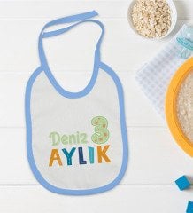 BK Kids Kişiye Özel Mavi Bebek Mama Önlüğü - Model 173