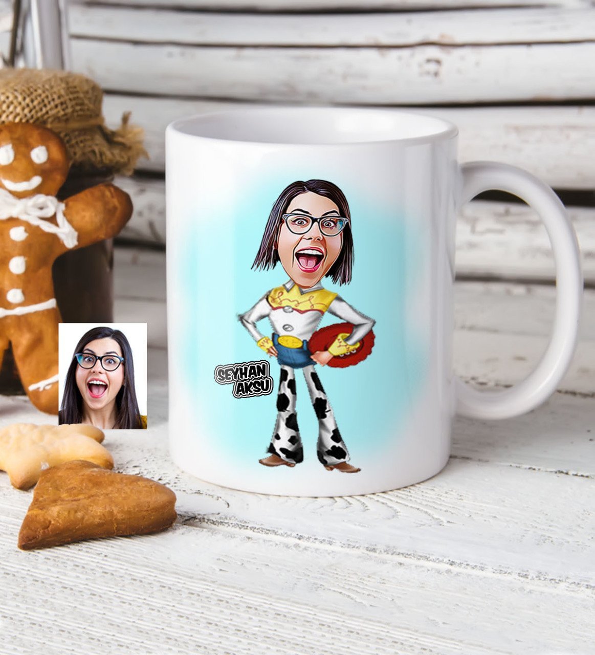Kişiye Özel Bayan Toy Story Karikatür Beyaz Kupa Bardak - 1