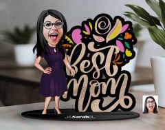BK Gift Kişiye Özel Anneler Günü Karikatürlü 3D Ahşap Biblo, Anneler Günü Biblo, Ahşap Biblo, Anneye Hediye, Ev Dekoru-10