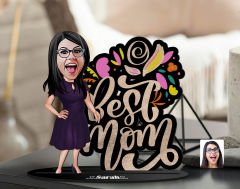 BK Gift Kişiye Özel Anneler Günü Karikatürlü 3D Ahşap Biblo, Anneler Günü Biblo, Ahşap Biblo, Anneye Hediye, Ev Dekoru-10
