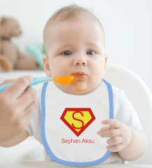 BK Kids Kişiye Özel Mavi Bebek Mama Önlüğü - Model 174
