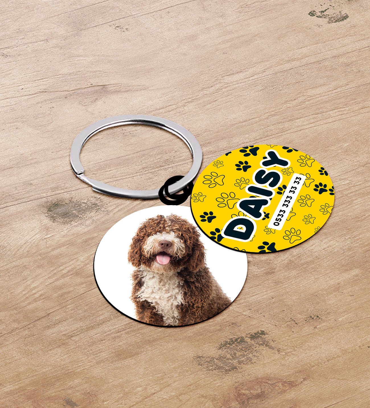 BK Gift Evcil Dostlara Özel İsimli 2’li Ahşap Pet Tasma Künyesi - Model 1-1