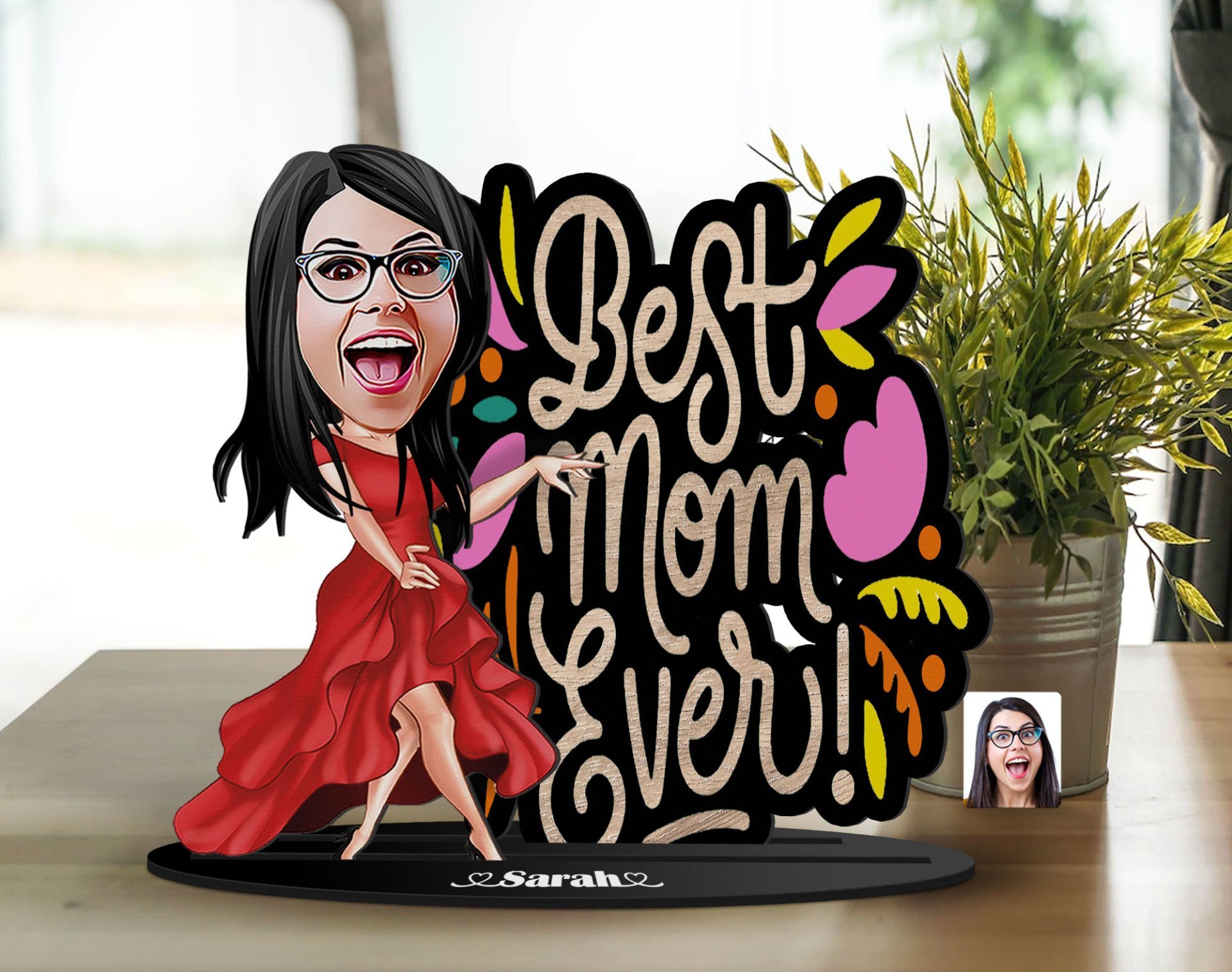 BK Gift Kişiye Özel Anneler Günü Karikatürlü 3D Ahşap Biblo, Anneler Günü Biblo, Ahşap Biblo, Anneye Hediye, Ev Dekoru-11