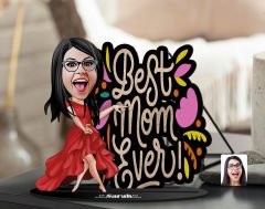 BK Gift Kişiye Özel Anneler Günü Karikatürlü 3D Ahşap Biblo, Anneler Günü Biblo, Ahşap Biblo, Anneye Hediye, Ev Dekoru-11