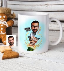Kişiye Özel Bay Yeni Yıl Karikatür Beyaz Kupa Bardak - 1