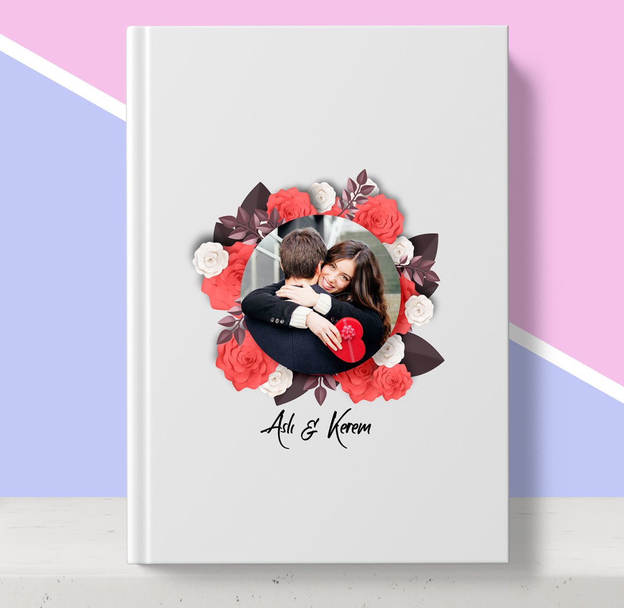 Kişiye Özel Fotoğraflı Çiçek Temalı Beyaz Defter