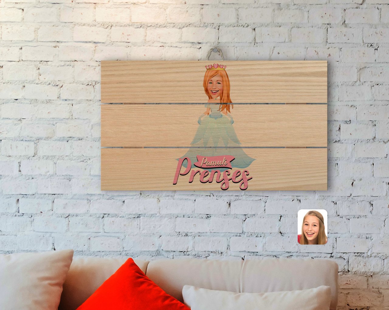 Kişiye Özel Pamuk Prenses Karikatürlü Otantik Ahşap Palet Tablo-4