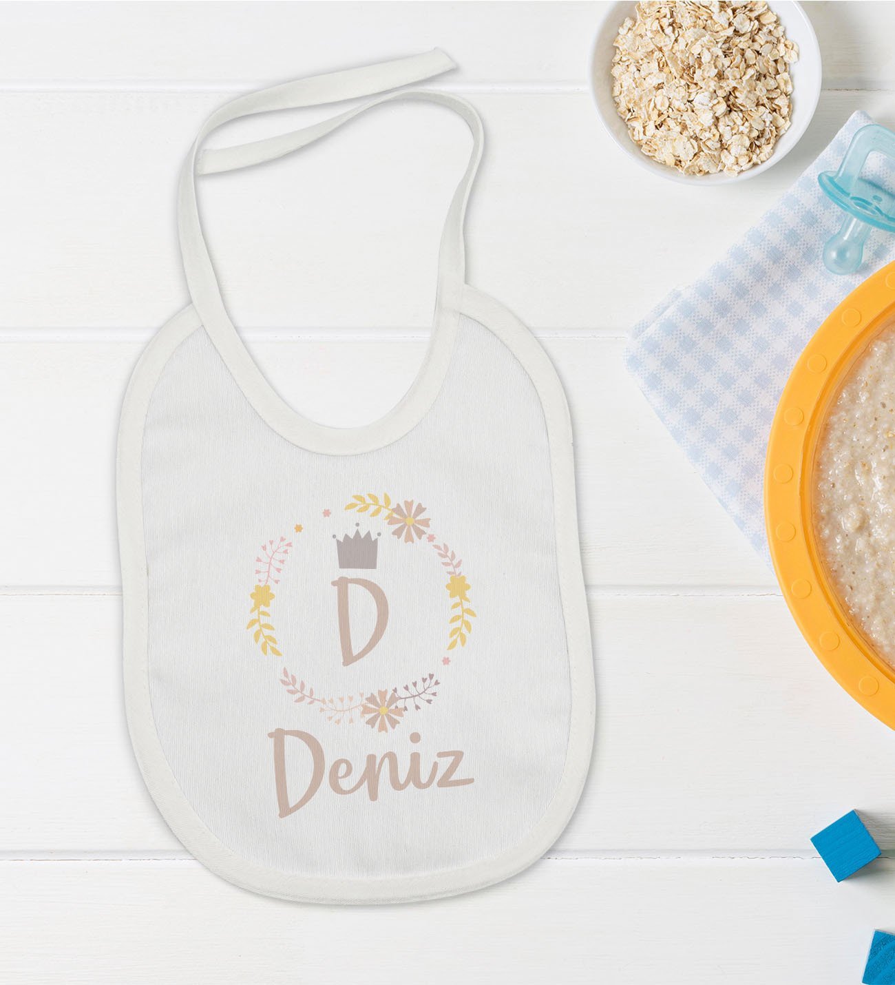 BK Kids Kişiye Özel Harfli İsimli Bebek Mama Önlüğü - Model 2