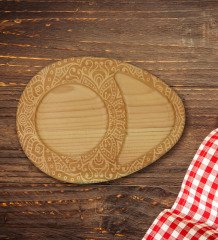 Kişiye Özel Retro Motif Tasarımlı Doğal Ahşap Tabaklı Heybeli Çay Bardağı Sunum Seti Model 9