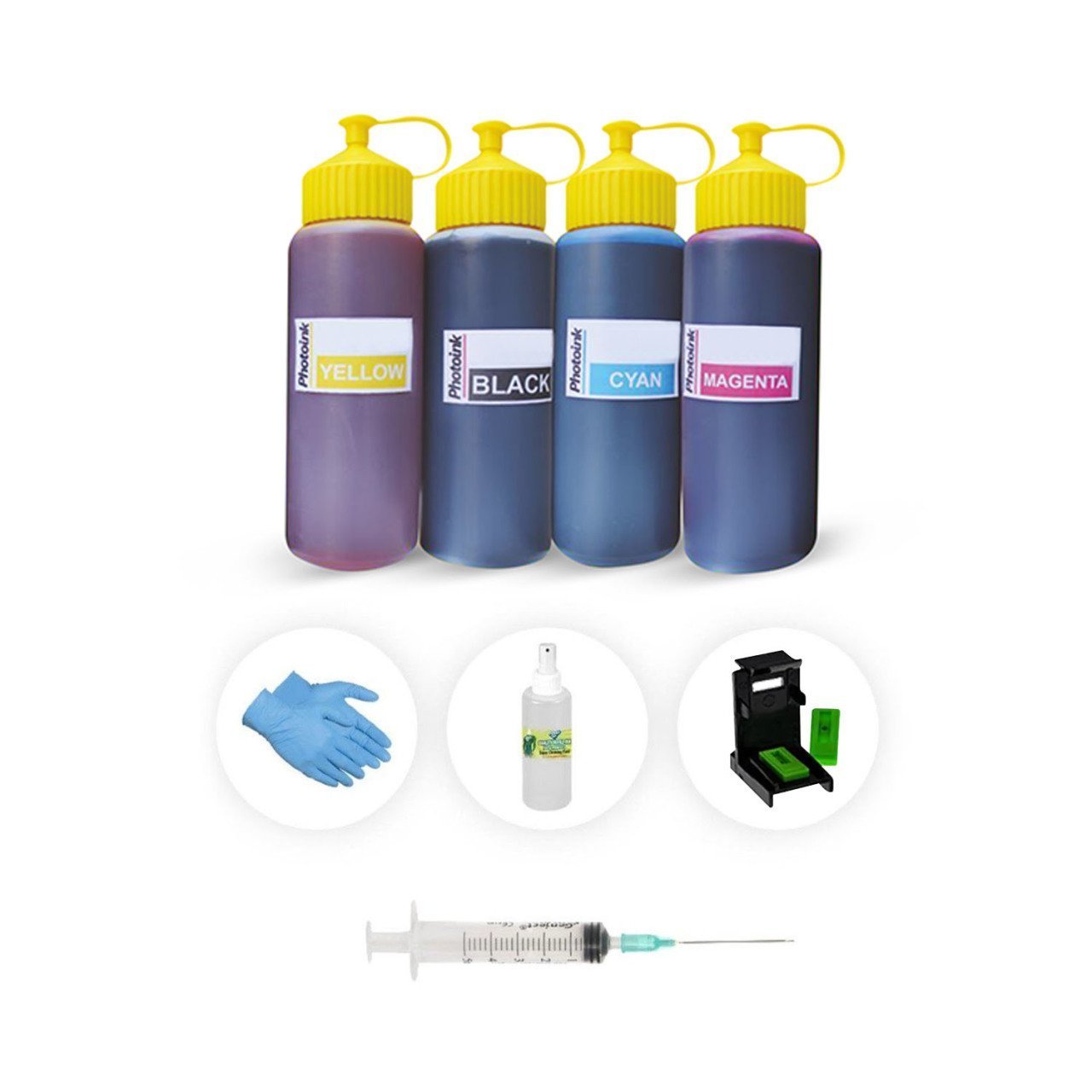 HP DeskJet 3050  4 RENK 500ML  Photoink PLUS Siyah ve Renkli Kartuş Dolum Seti