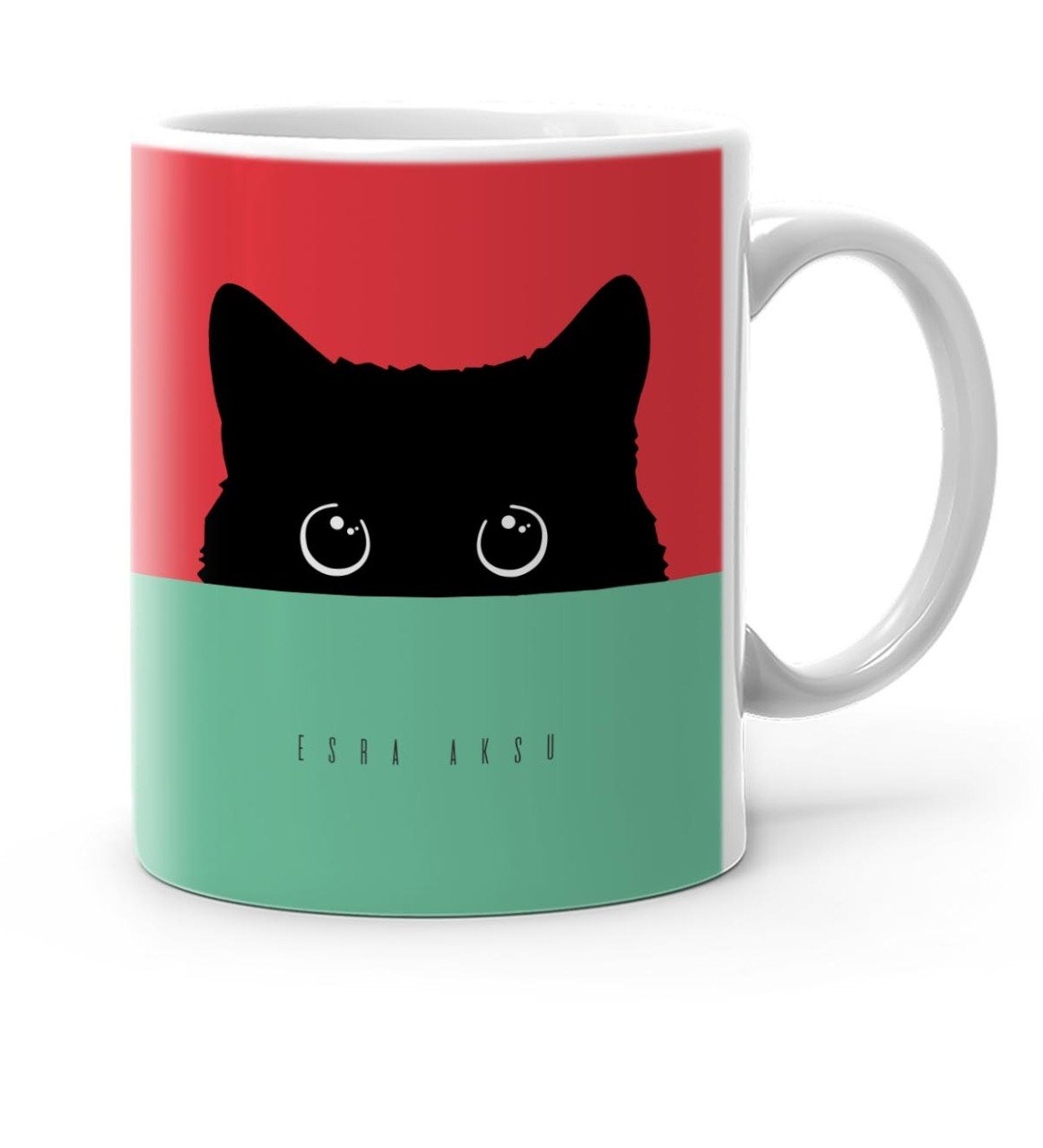 Kişiye Özel Siyah Kedicik Beyaz Kupa Bardak - 10