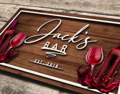 BK Gift Kişiye Özel Kabartma Tasarım Ahşap Bar Tabelası, Home Bar Tabela, Rustik Ev Dekorasyonu, Duvar Dekoru-15