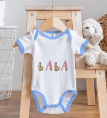 BK Kids Baba Tasarımlı Mavi Bebek Body Zıbın ve Mama Önlüğü Hediye Seti-1