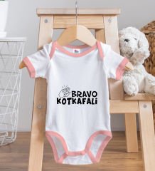 BK Kids Bravo Kotkafali Tasarımlı Pembe Bebek Body Zıbın ve Mama Önlüğü Hediye Seti-1