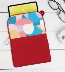 BK Gift Modern Art Tasarımlı Taşınabilir Koruyucu Tablet Kılıfı & Organizer Çanta - Kırmızı-1