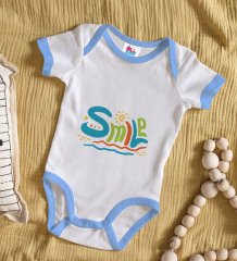 BK Kids Smile Tasarımlı Mavi Bebek Body Zıbın-1