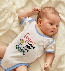 BK Kids Teyze Anne Gibi Tasarımlı Mavi Bebek Body Zıbın-1