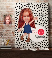 Kişiye Özel Kız Çocuk Yaş Karikatürlü Kanvas Tablo 50x70cm-4