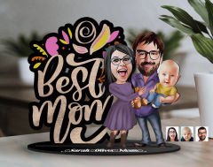BK Gift Kişiye Özel Aile Karikatürlü 3D Ahşap Biblo, Anneler Günü Biblo, Ahşap Biblo, Anneye Hediye, Ev Dekoru-2