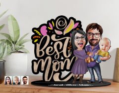 BK Gift Kişiye Özel Aile Karikatürlü 3D Ahşap Biblo, Anneler Günü Biblo, Ahşap Biblo, Anneye Hediye, Ev Dekoru-2