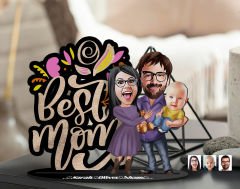 BK Gift Kişiye Özel Aile Karikatürlü 3D Ahşap Biblo, Anneler Günü Biblo, Ahşap Biblo, Anneye Hediye, Ev Dekoru-2